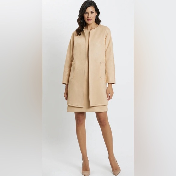 Jude Connally Faux Suede Emerald Green Long Open Front Birdie Jacket - Picture 2 of 9